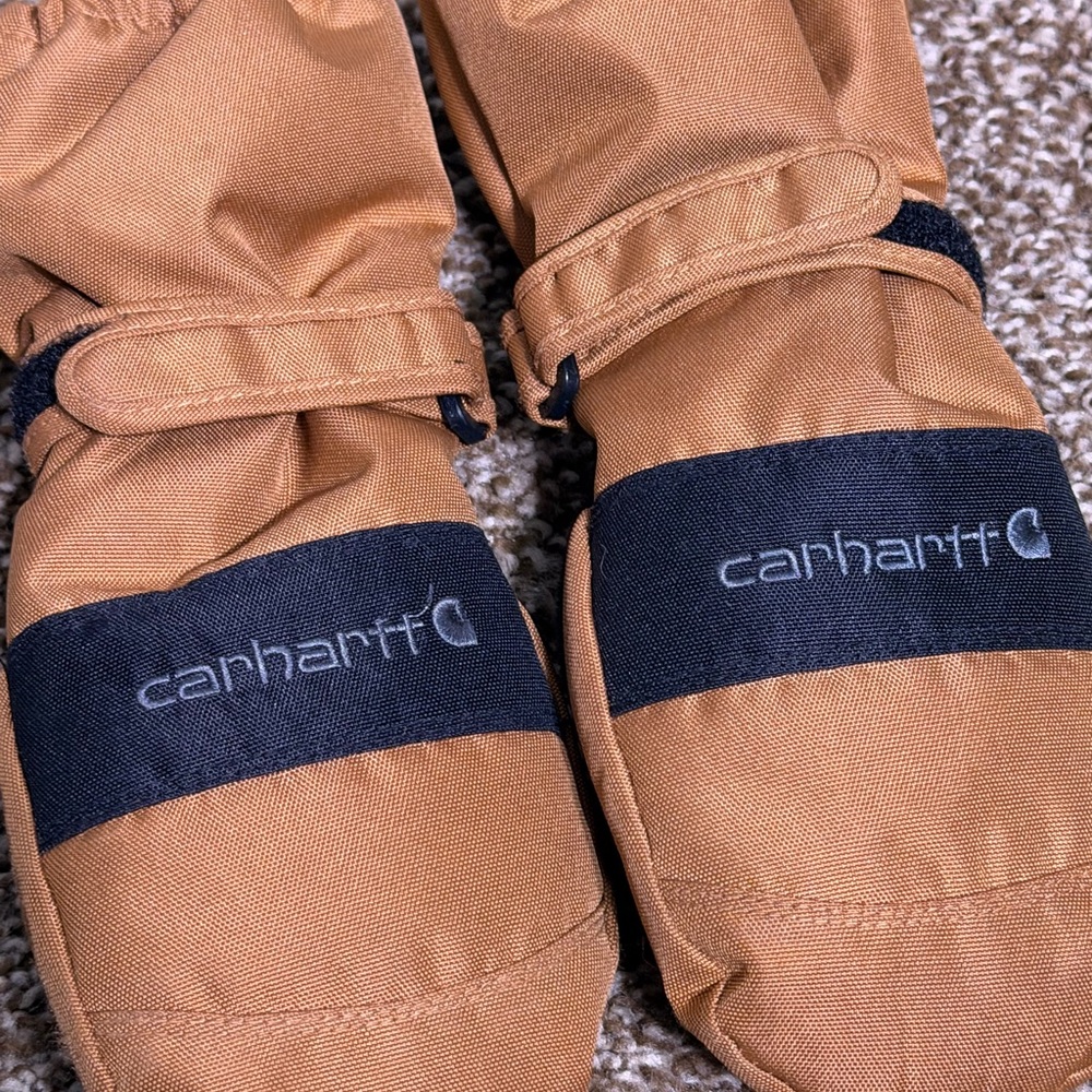 Carhartt Children's Mittens Thermal Waterproof TA774 Brown/Black Size M - Picture 2 of 5